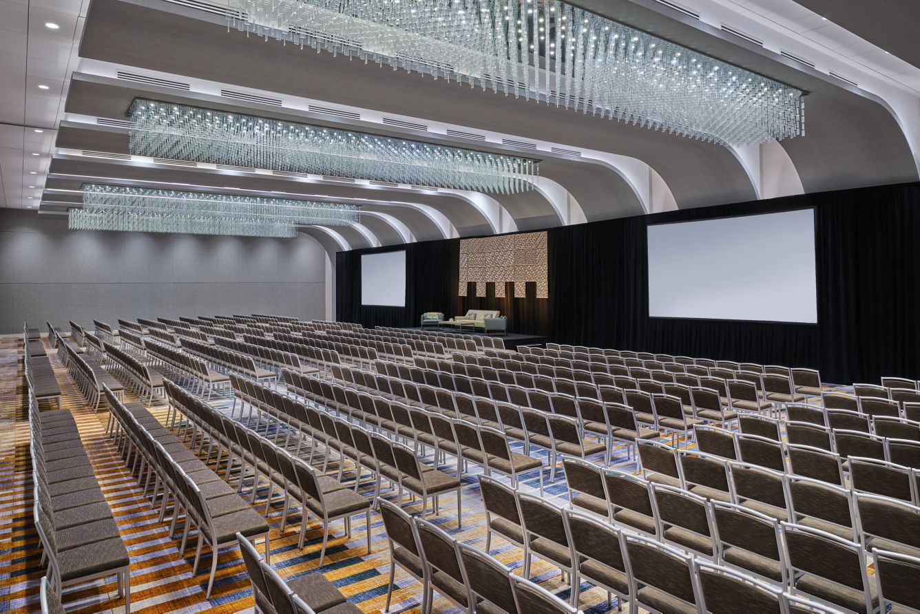 Completed Kwik-Wall operable partition in a ballroom at The Westin Denver International Airport.